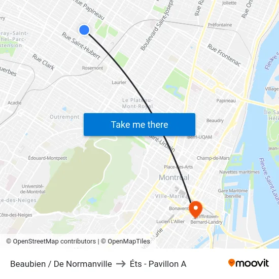 Beaubien / De Normanville to Éts - Pavillon A map
