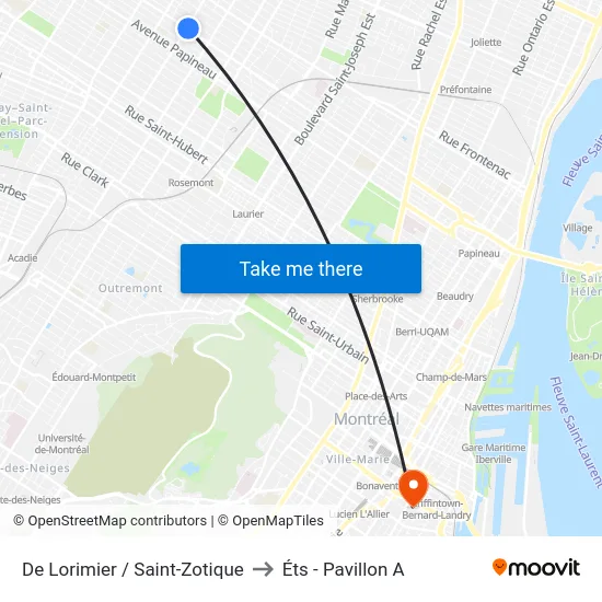 De Lorimier / Saint-Zotique to Éts - Pavillon A map