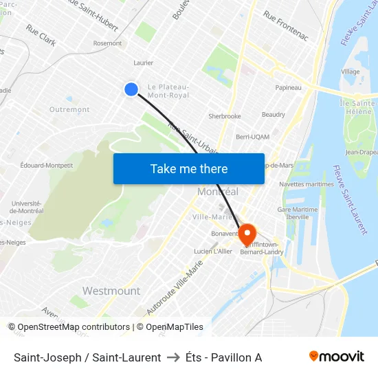 Saint-Joseph / Saint-Laurent to Éts - Pavillon A map