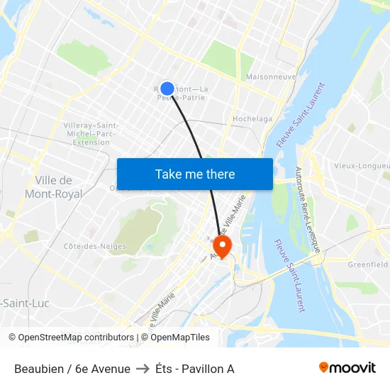 Beaubien / 6e Avenue to Éts - Pavillon A map