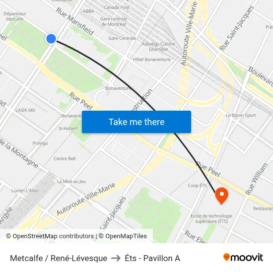 Metcalfe / René-Lévesque to Éts - Pavillon A map