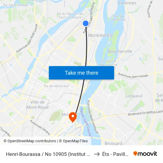 Henri-Bourassa / No 10905 (Institut P.-Pinel) to Éts - Pavillon A map