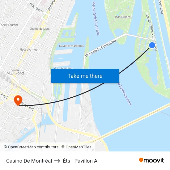 Casino De Montréal to Éts - Pavillon A map