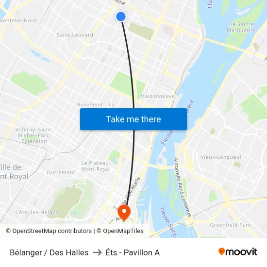 Bélanger / Des Halles to Éts - Pavillon A map