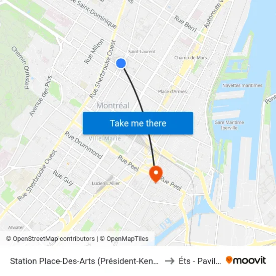 Station Place-Des-Arts (Président-Kennedy / Jeanne to Éts - Pavillon A map