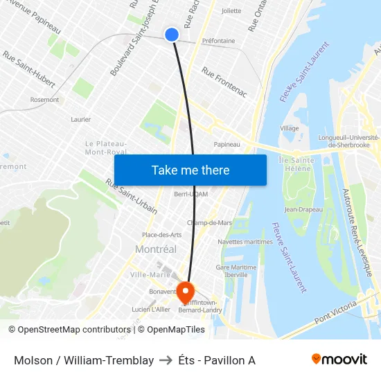 Molson / William-Tremblay to Éts - Pavillon A map