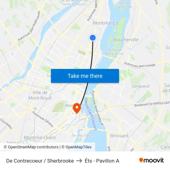 De Contrecoeur / Sherbrooke to Éts - Pavillon A map