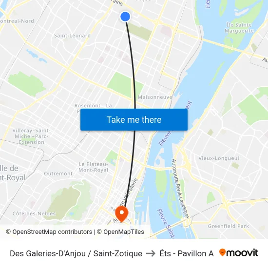 Des Galeries-D'Anjou / Saint-Zotique to Éts - Pavillon A map