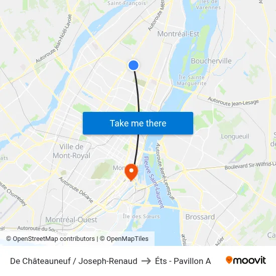 De Châteauneuf / Joseph-Renaud to Éts - Pavillon A map