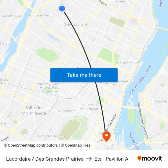 Lacordaire / Des Grandes-Prairies to Éts - Pavillon A map