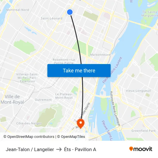 Jean-Talon / Langelier to Éts - Pavillon A map