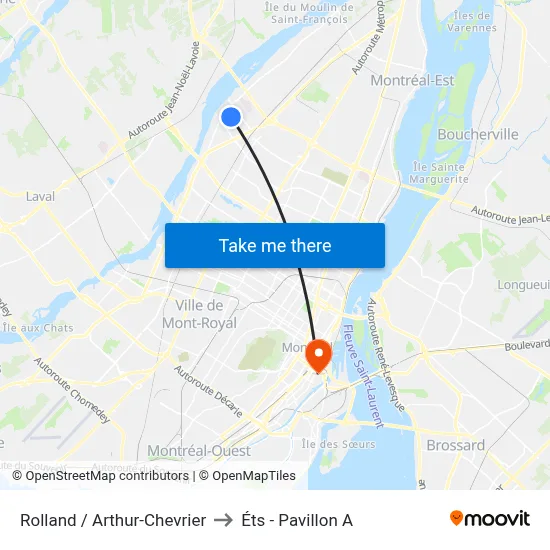Rolland / Arthur-Chevrier to Éts - Pavillon A map