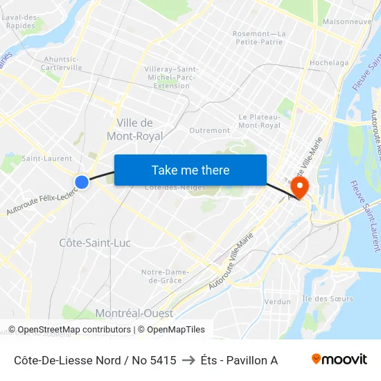 Côte-De-Liesse Nord / No 5415 to Éts - Pavillon A map