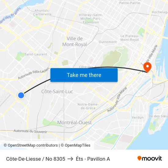 Côte-De-Liesse / No 8305 to Éts - Pavillon A map