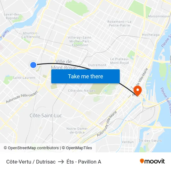 Côte-Vertu / Dutrisac to Éts - Pavillon A map