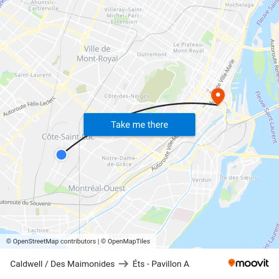 Caldwell / Des Maimonides to Éts - Pavillon A map