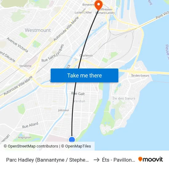 Parc Hadley (Bannantyne / Stephens) to Éts - Pavillon A map
