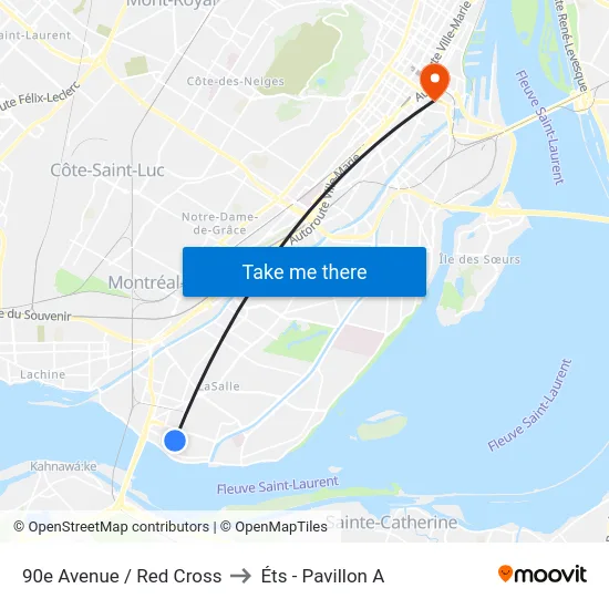 90e Avenue / Red Cross to Éts - Pavillon A map