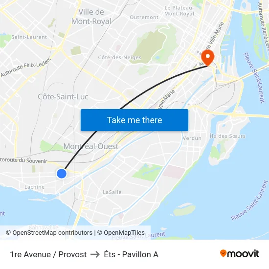 1re Avenue / Provost to Éts - Pavillon A map