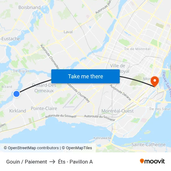 Gouin / Paiement to Éts - Pavillon A map