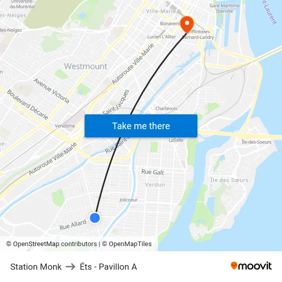 Station Monk to Éts - Pavillon A map