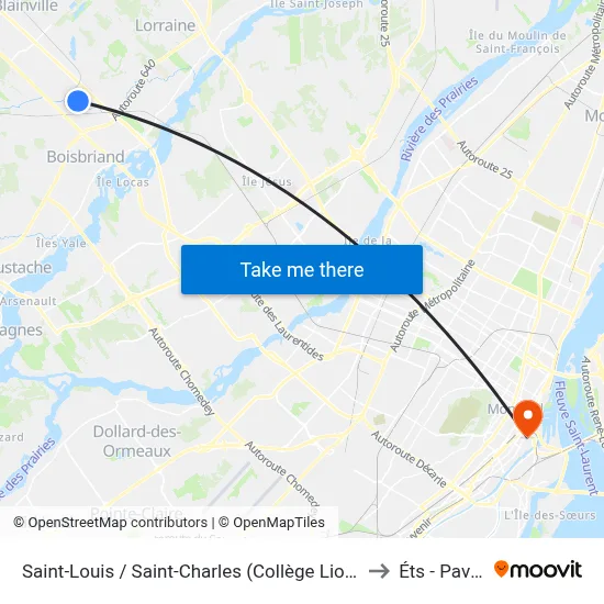 Saint-Louis / Saint-Charles (Collège Lionel-Groulx) - Quai 2 to Éts - Pavillon A map