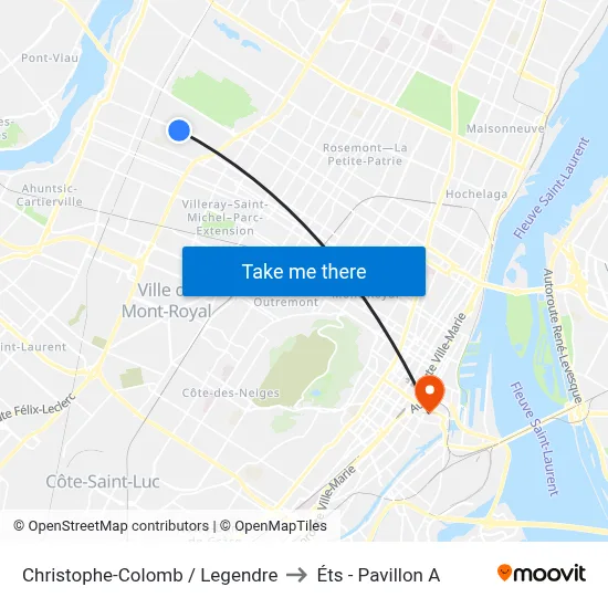 Christophe-Colomb / Legendre to Éts - Pavillon A map