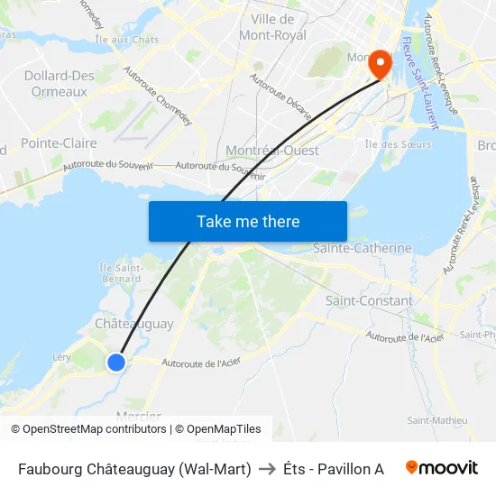 Faubourg Châteauguay (Wal-Mart) to Éts - Pavillon A map