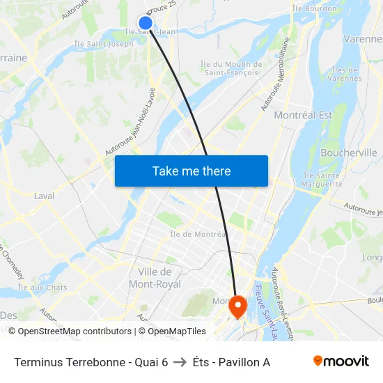 Terminus Terrebonne - Quai 6 to Éts - Pavillon A map