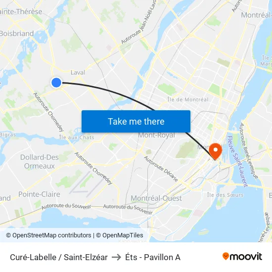 Curé-Labelle / Saint-Elzéar to Éts - Pavillon A map