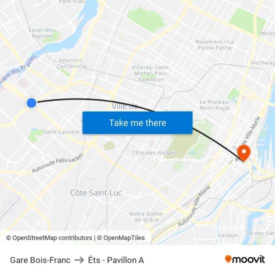 Gare Bois-Franc to Éts - Pavillon A map