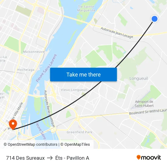714 Des Sureaux to Éts - Pavillon A map
