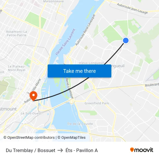 Du Tremblay / Bossuet to Éts - Pavillon A map
