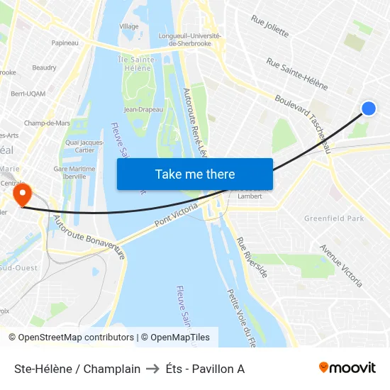 Ste-Hélène / Champlain to Éts - Pavillon A map