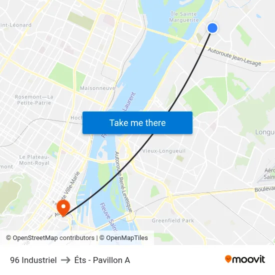 96 Industriel to Éts - Pavillon A map