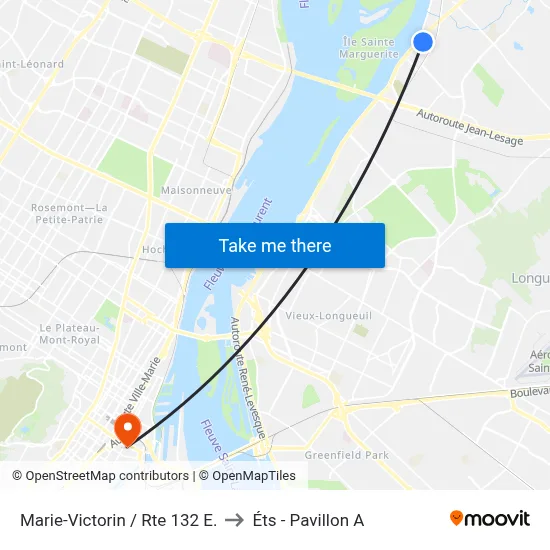 Marie-Victorin / Rte 132 E. to Éts - Pavillon A map