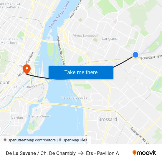 De La Savane / Ch. De Chambly to Éts - Pavillon A map