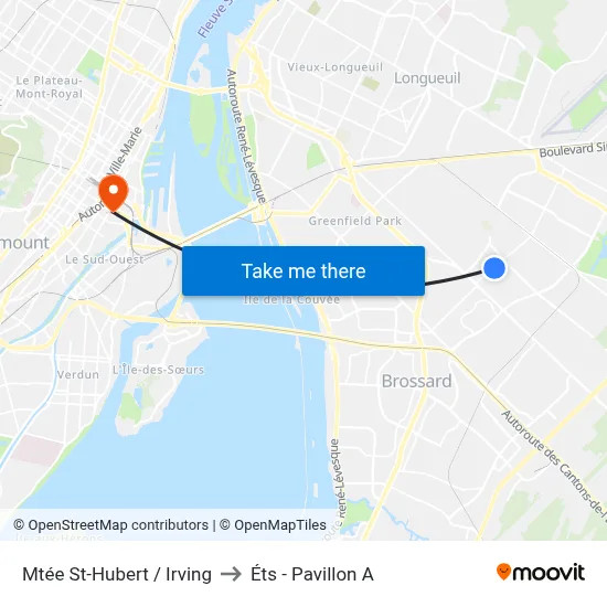 Mtée St-Hubert / Irving to Éts - Pavillon A map
