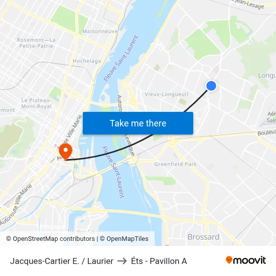 Jacques-Cartier E. / Laurier to Éts - Pavillon A map