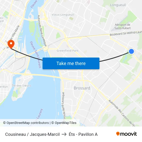 Cousineau / Jacques-Marcil to Éts - Pavillon A map