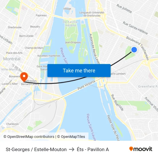 St-Georges / Estelle-Mouton to Éts - Pavillon A map