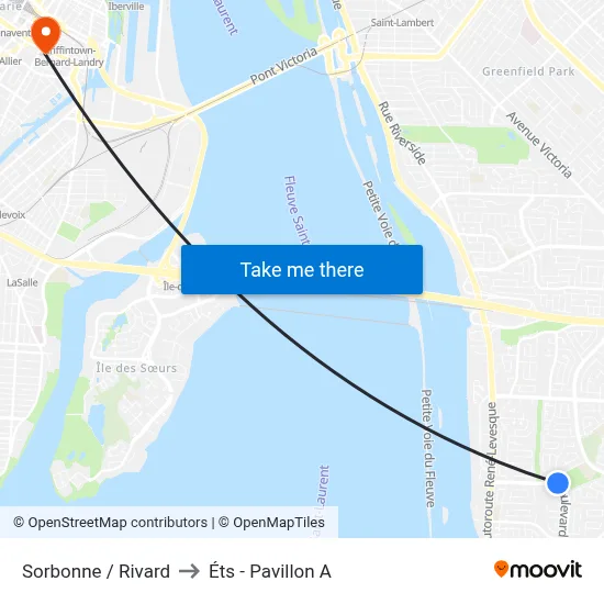 Sorbonne / Rivard to Éts - Pavillon A map