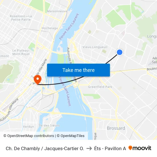 Ch. De Chambly / Jacques-Cartier O. to Éts - Pavillon A map