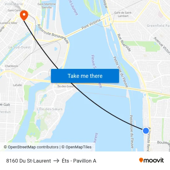 8160 Du St-Laurent to Éts - Pavillon A map