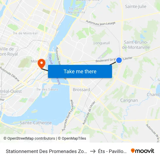 Stationnement Des Promenades Zone 1 to Éts - Pavillon A map