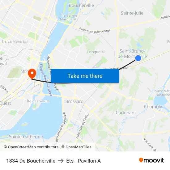 1834 De Boucherville to Éts - Pavillon A map