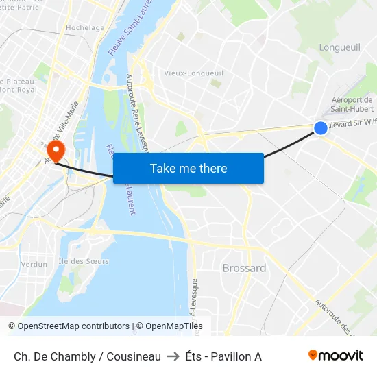 Ch. De Chambly / Cousineau to Éts - Pavillon A map