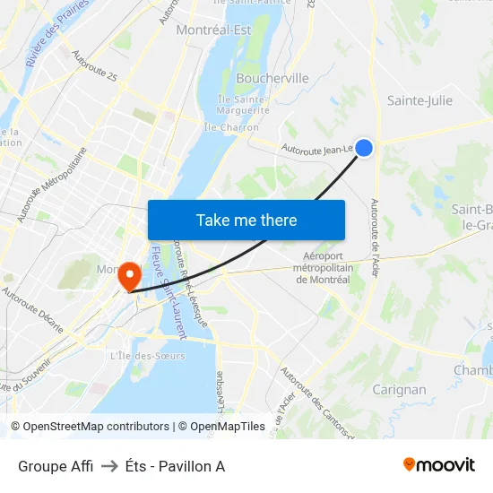 Groupe Affi to Éts - Pavillon A map