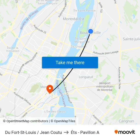 Du Fort-St-Louis / Jean Coutu to Éts - Pavillon A map