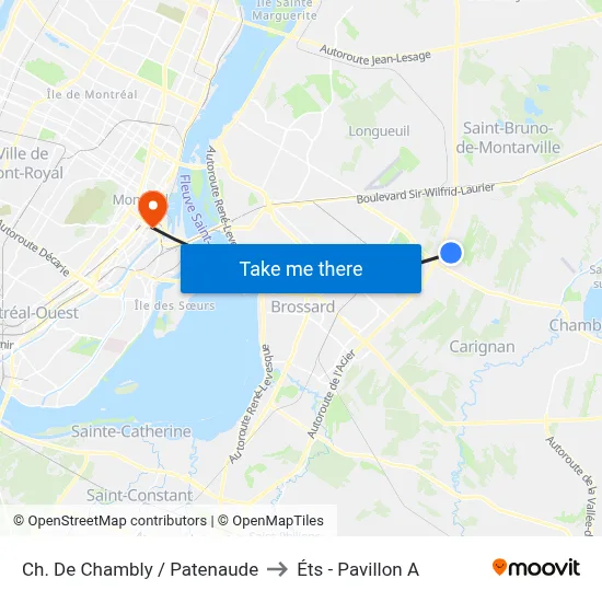 Ch. De Chambly / Patenaude to Éts - Pavillon A map